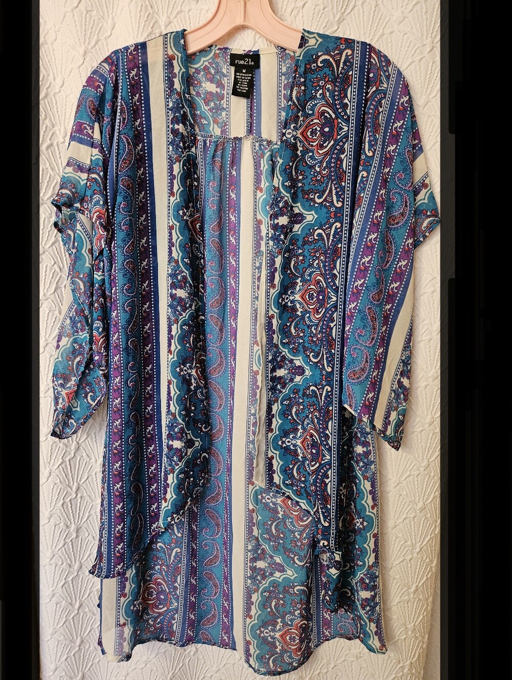 Boho Paisley Tunic Dress in Teal & Purple